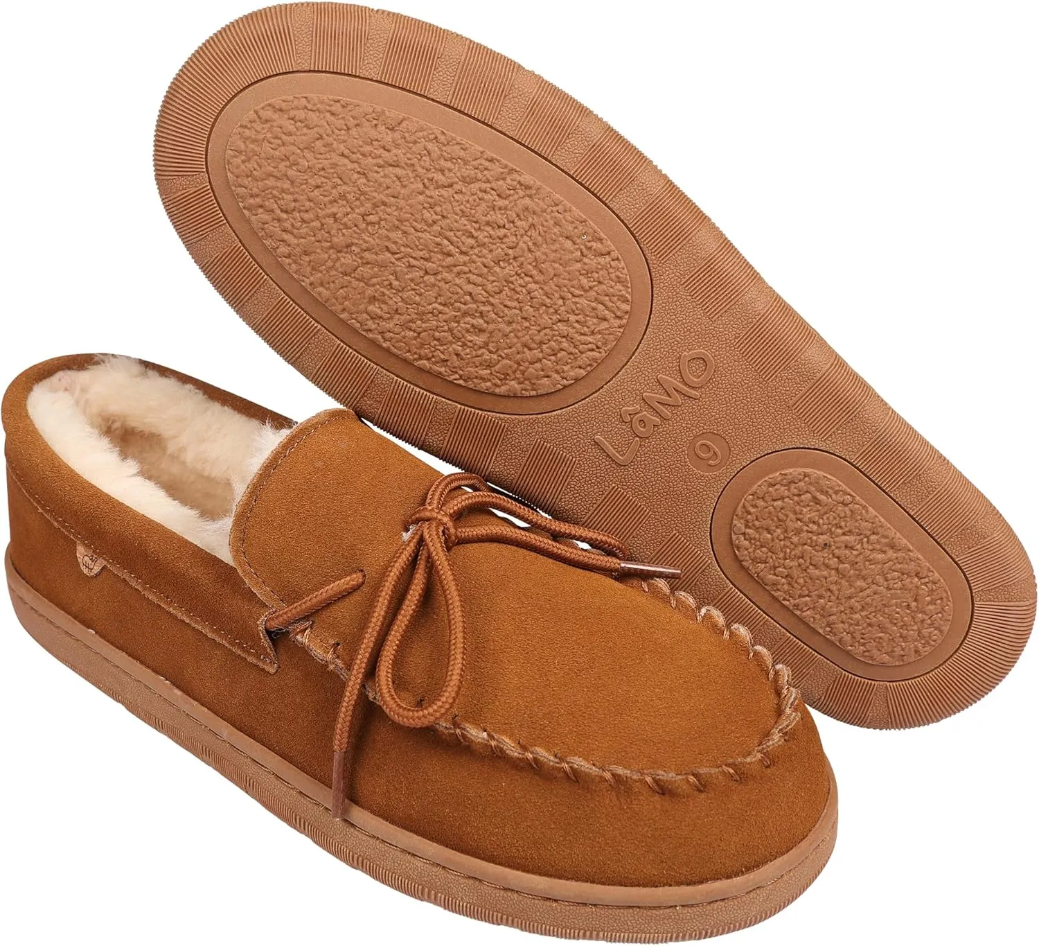 Lamo Men's Theo Moccasins for Men - Premium Suede Upper, Luxurious Faux Fur Lining, Ortholite Foam Footbed with Australian Sheepskin, TPR Outsole - The New Upgraded Men's Moc