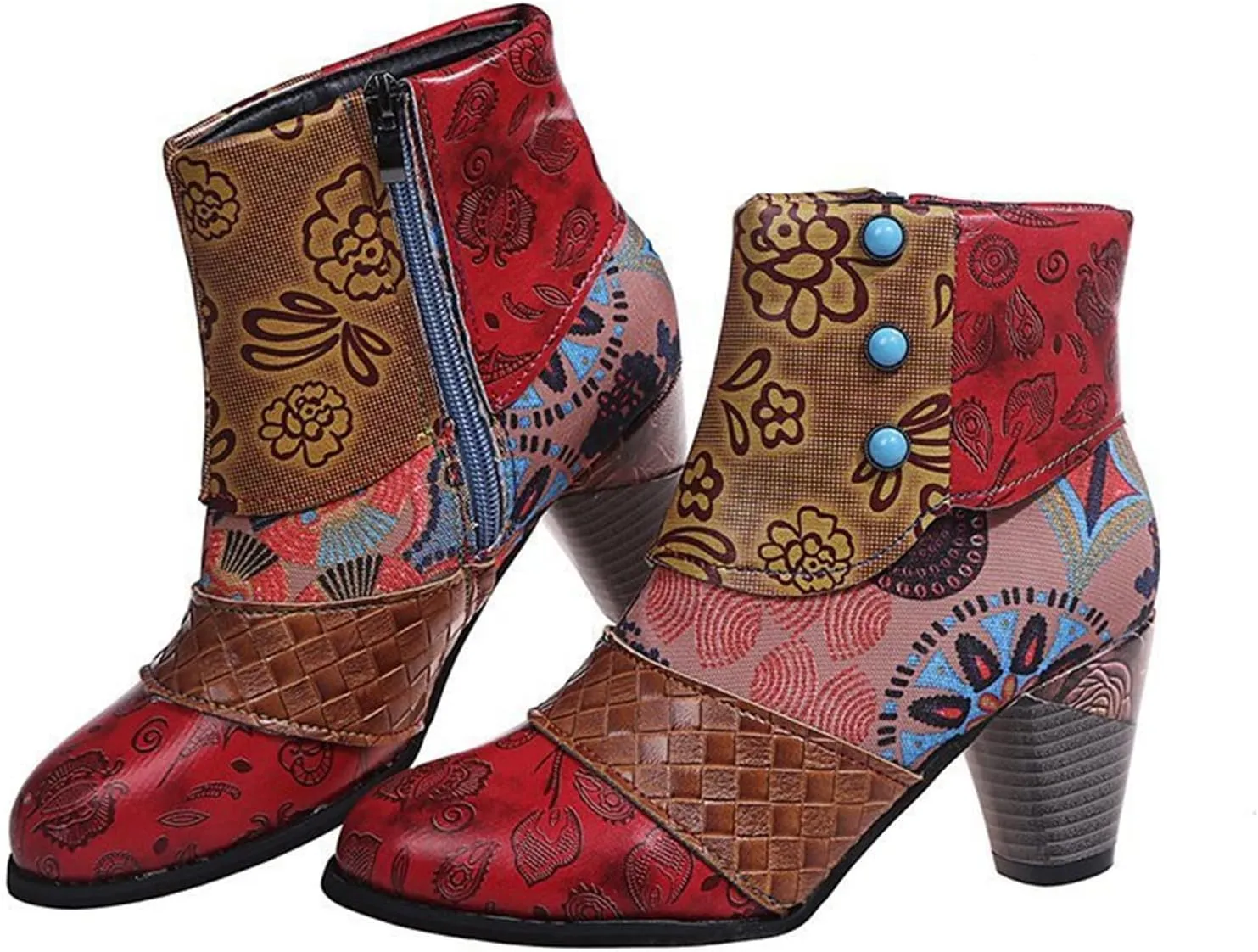 Lausiuoe Ankle Boots For Women With Heel Chunky Block Booties Western Shoes Dressy Wide Width Side Zipper Short Boots