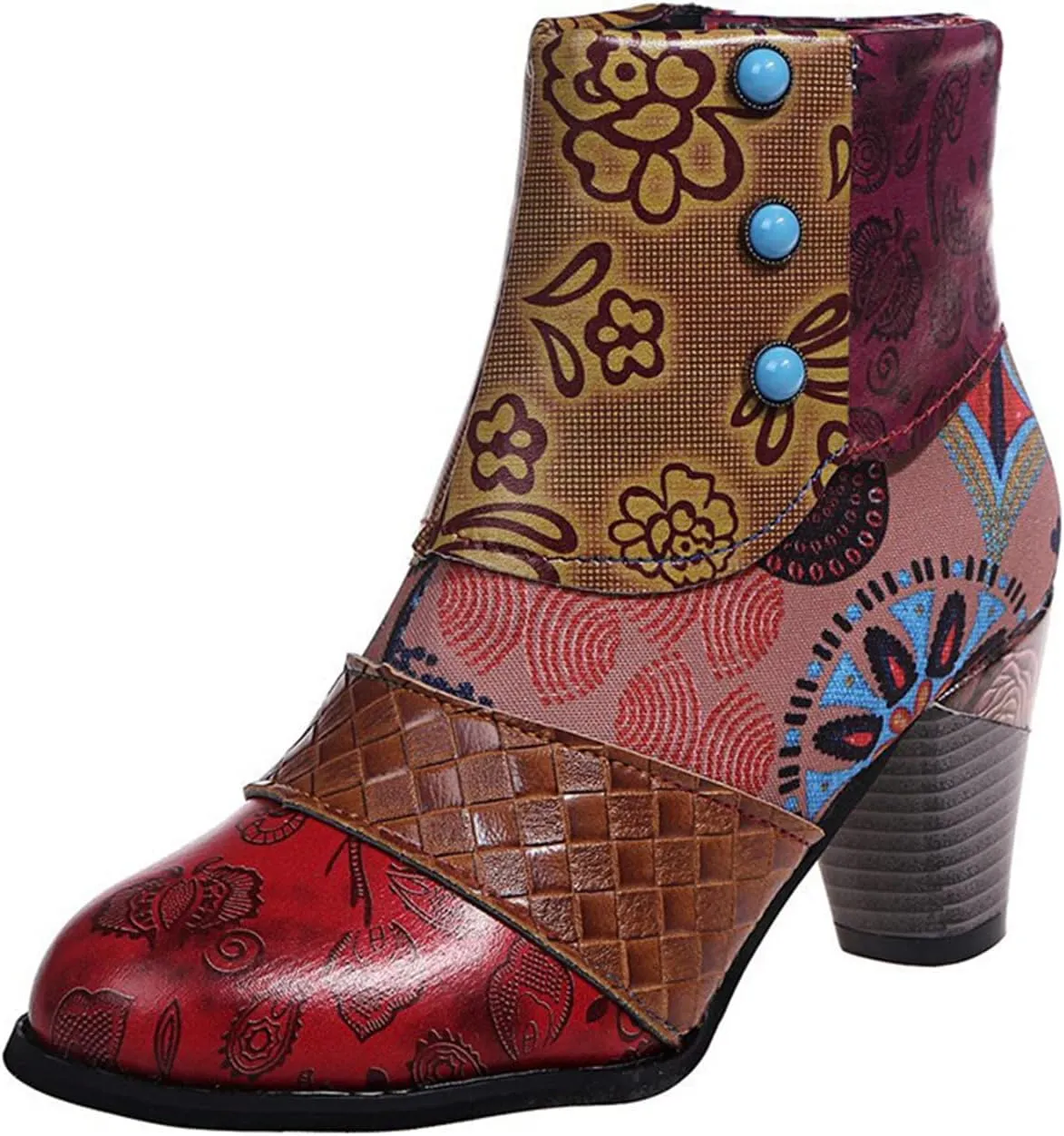 Lausiuoe Ankle Boots For Women With Heel Chunky Block Booties Western Shoes Dressy Wide Width Side Zipper Short Boots