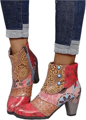 Lausiuoe Ankle Boots For Women With Heel Chunky Block Booties Western Shoes Dressy Wide Width Side Zipper Short Boots