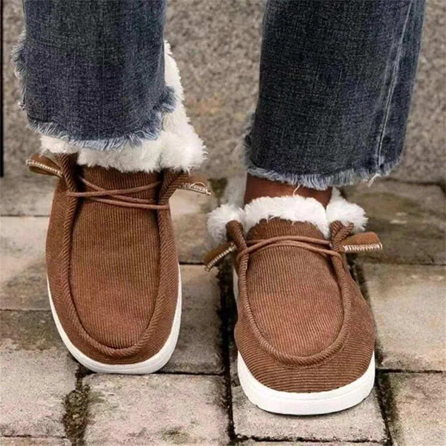 Lausiuoe Cute Winter Boots For Women Fashion Warm Snow Fuzzy Ankle Booties Silp On Comfortable Casual Fur Lined Loafers Shoes