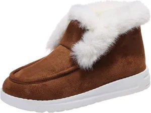Lausiuoe Winter Boots For Women Fashion Snow Boots With Warm Fur Lining Casual Comfortable Non Slip Fuzzy Ankle Booties