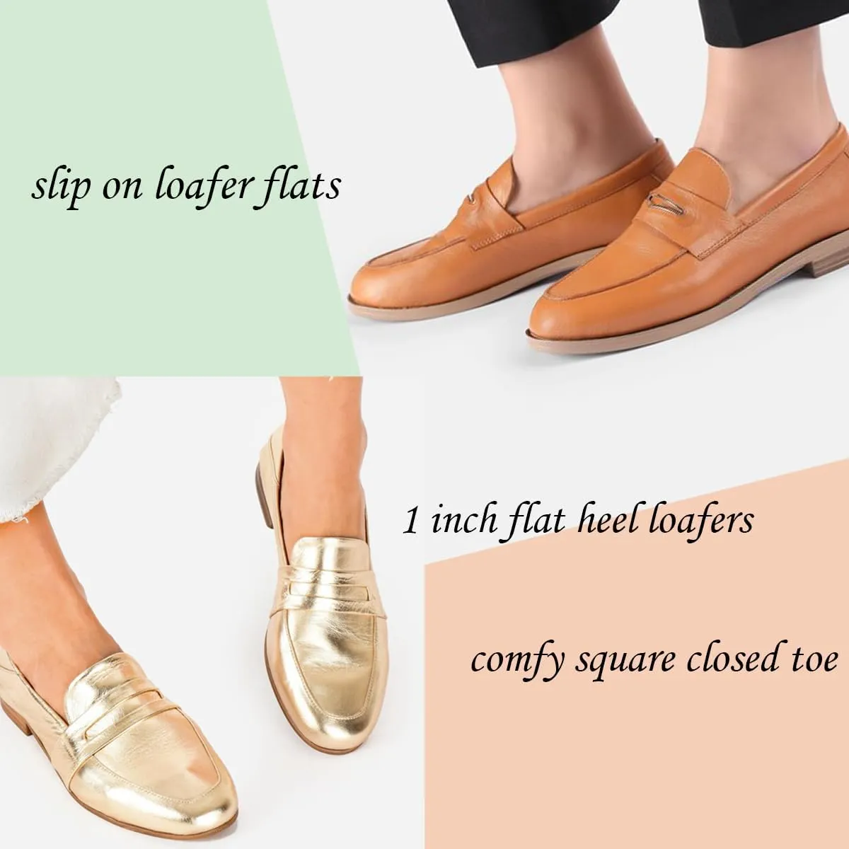 LEHOOR Women Casual Loafer Flats Round Toe Slip On Dress Shoes Office Walking Loafers Comfortable 1 inch Flat Heel Loafers Shoes Matte Penny Loafers Drive Basic Work Pumps Retro 4-11 M US
