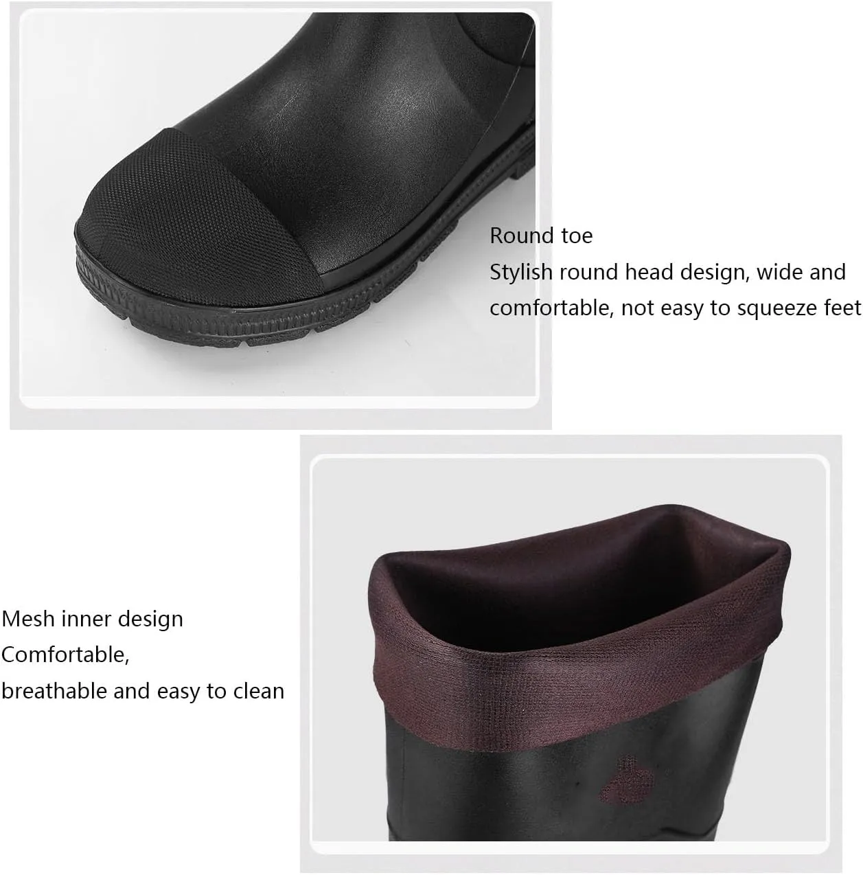 Lightweight Durable Mid Calf Anti-Skid Waterproof Rubber Rain Boots for Men, Comfort Windproof PVC Outdoor Work Garden Boots, for Gardening Farming Camping Fishing and Yard Working