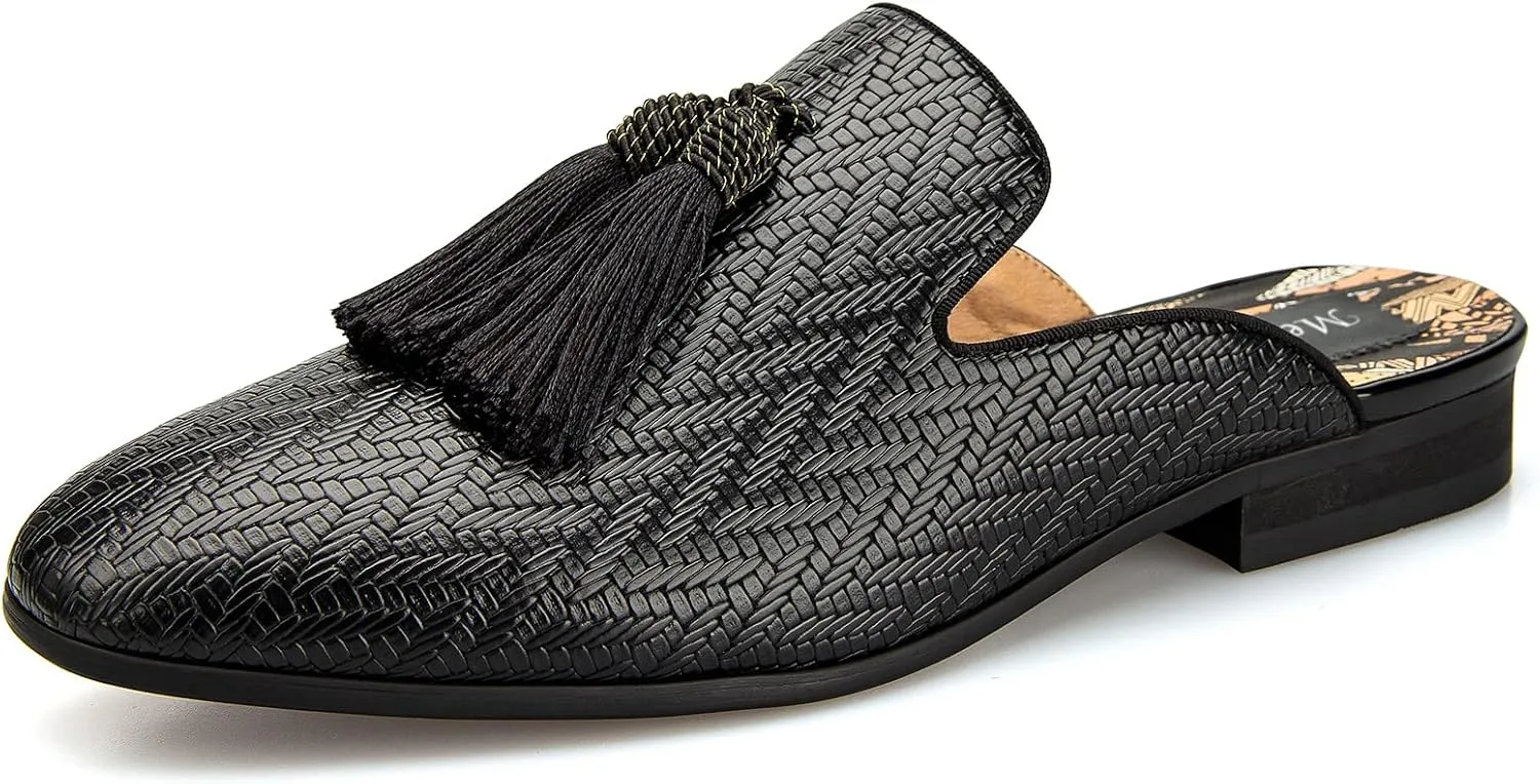 Meijiana Men's Slippers Slip-On Loafers Leather Formal Wear Casual Open Back Sandals