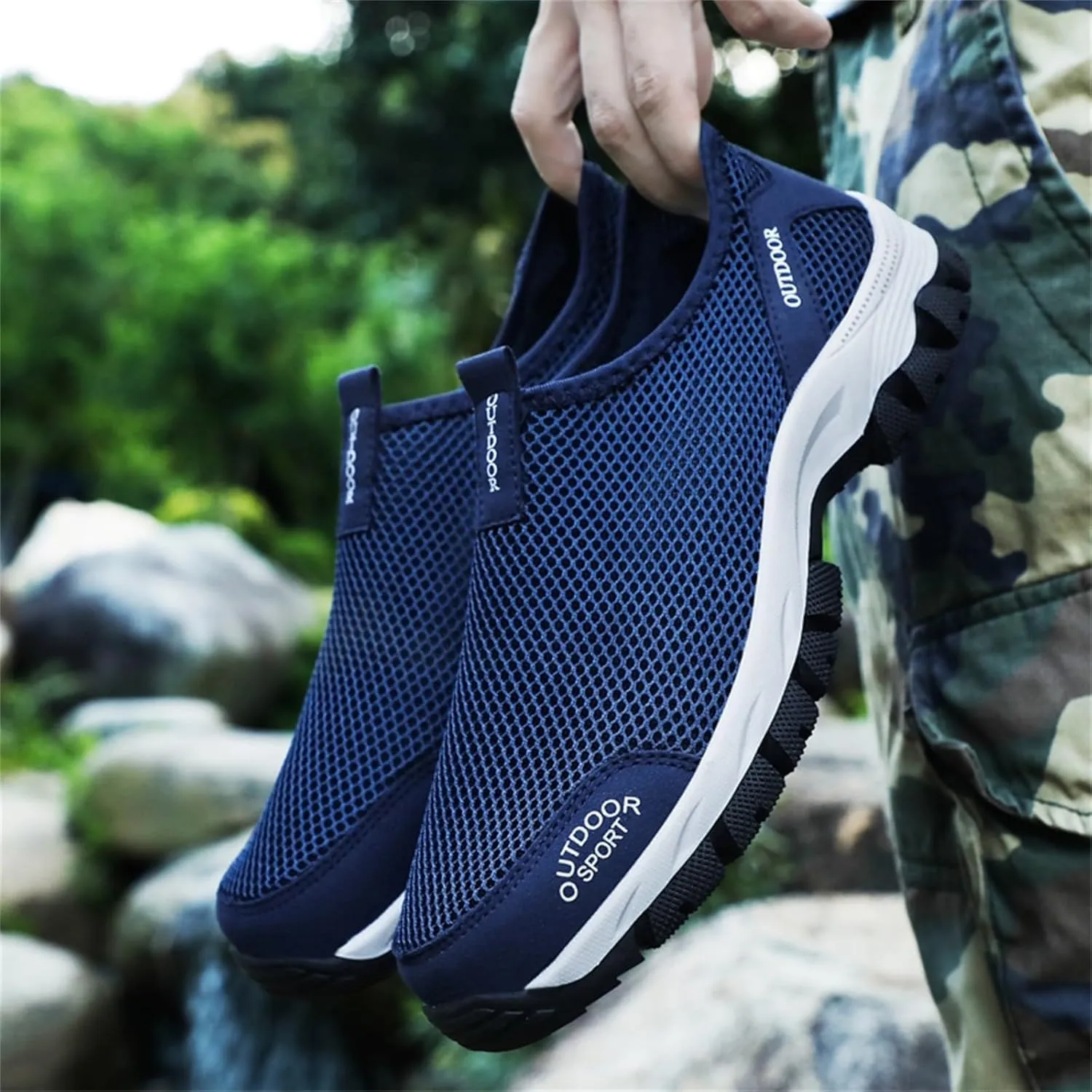 Men's Fashion Sneakers Fashion Spring and Summer Men Sports Shoes Flat Bottom Non Slip Outdoor Hiking Shoes Mesh