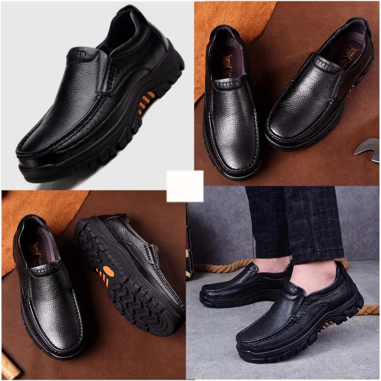 Men's Leather Loafers,Casual Walking Shoes,Formal Oxfords,Comfortable for Work Office Dress Outdoor Walking Shoes