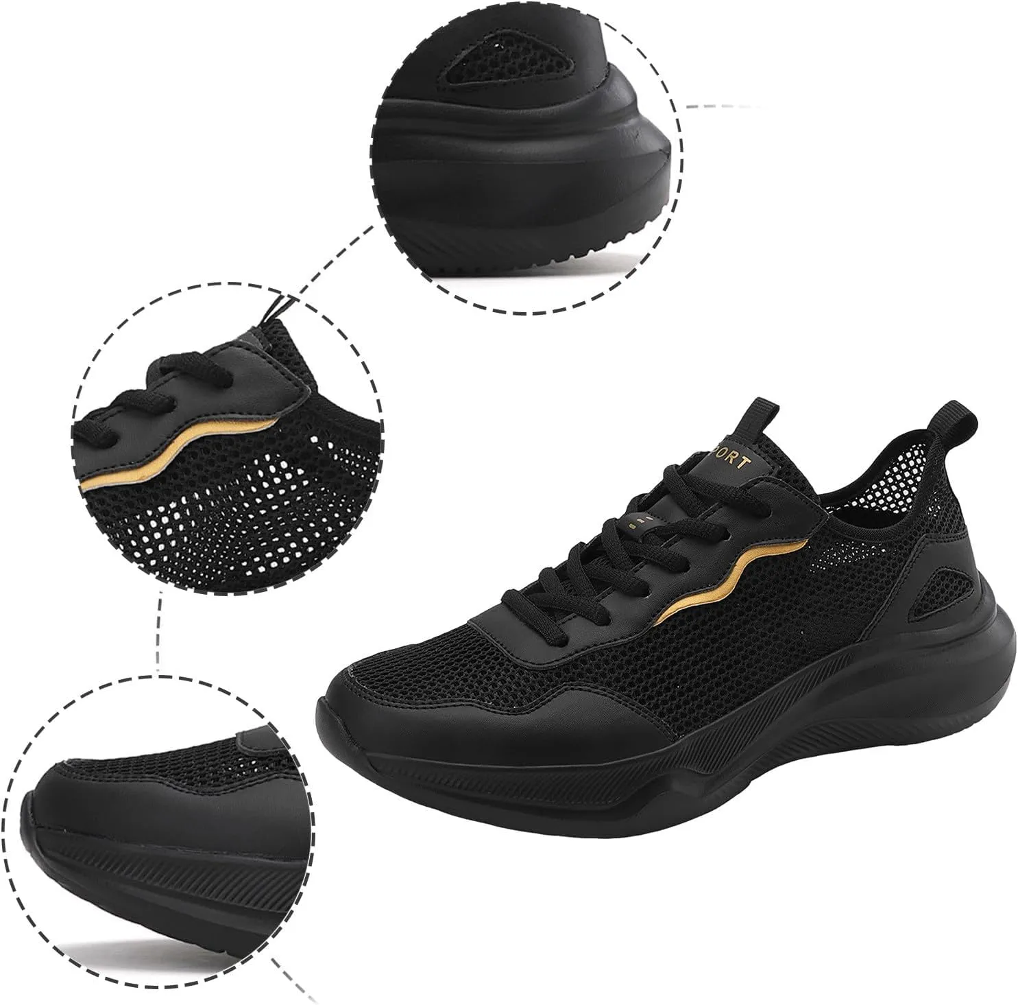 Men's Lightweight Cushion Sneakers Breathable Elastic Fly Woven Mesh Sneaker Men's Stylish Lightweight Sneakers