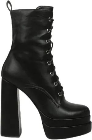 Meows Faux Leather High Heel Platform Ankle Boots