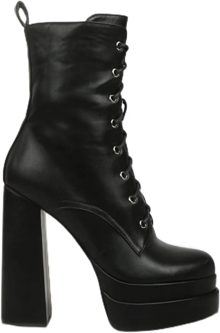 Meows Faux Leather High Heel Platform Ankle Boots