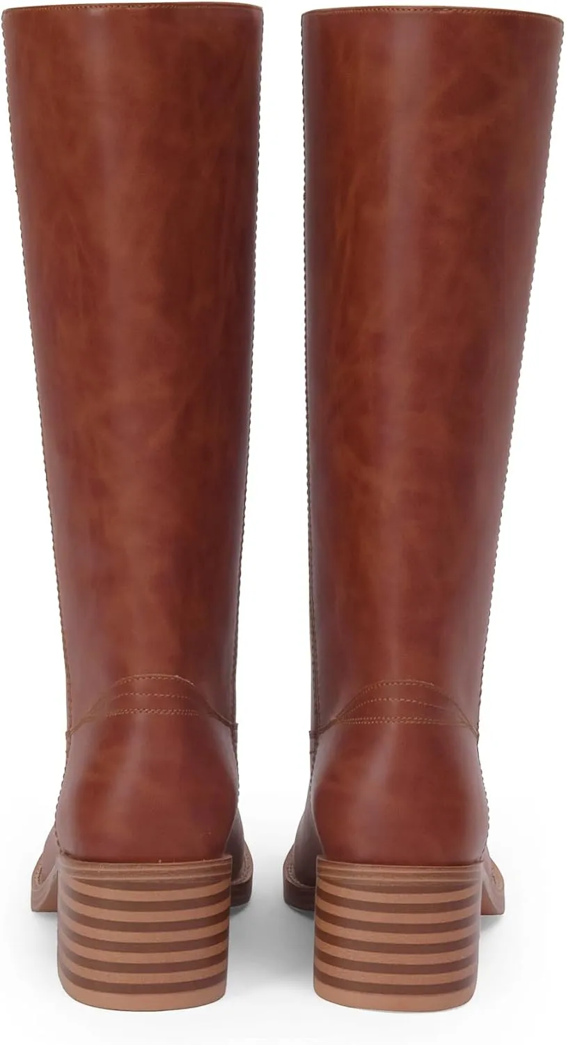 Mid Calf Boots for Women Chunky Block Heel Womens Tall Boots Square Toe Comfortable Casual Boots Low Heel Trendy Stylish Boots