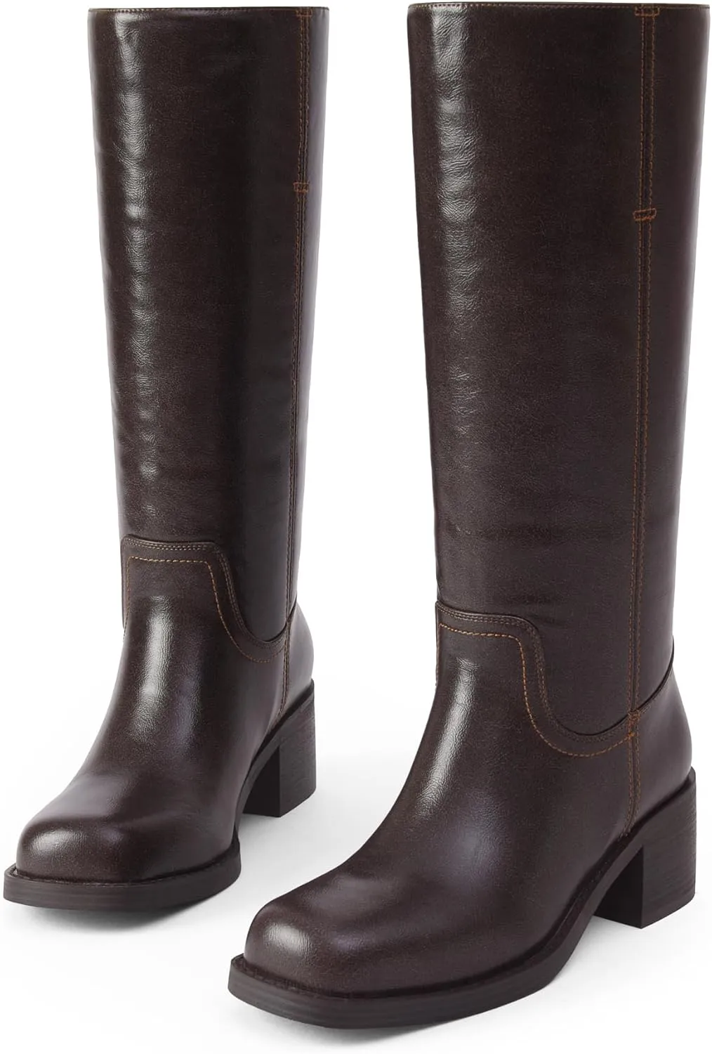 Mid Calf Boots for Women Chunky Block Heel Women’s Tall Boots Square Toe Comfortable Casual Boots Low Heel Trendy Stylish Boots