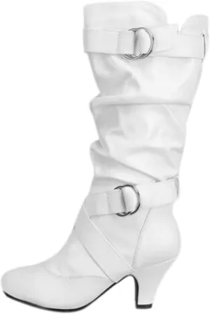 Mid Calf Boots for Women Mid Calf Boots High Heel Leather Booties Pointed Toe Pull on Fall Winter Shoes