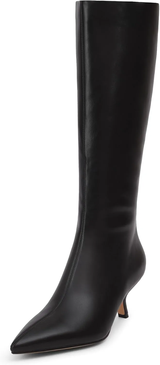 Mid Calf Boots for Women Pointed Toe 2.5 IN Low Heel Women Boots Zipper Boots Fashion Trendy Stiletto Heel Boots