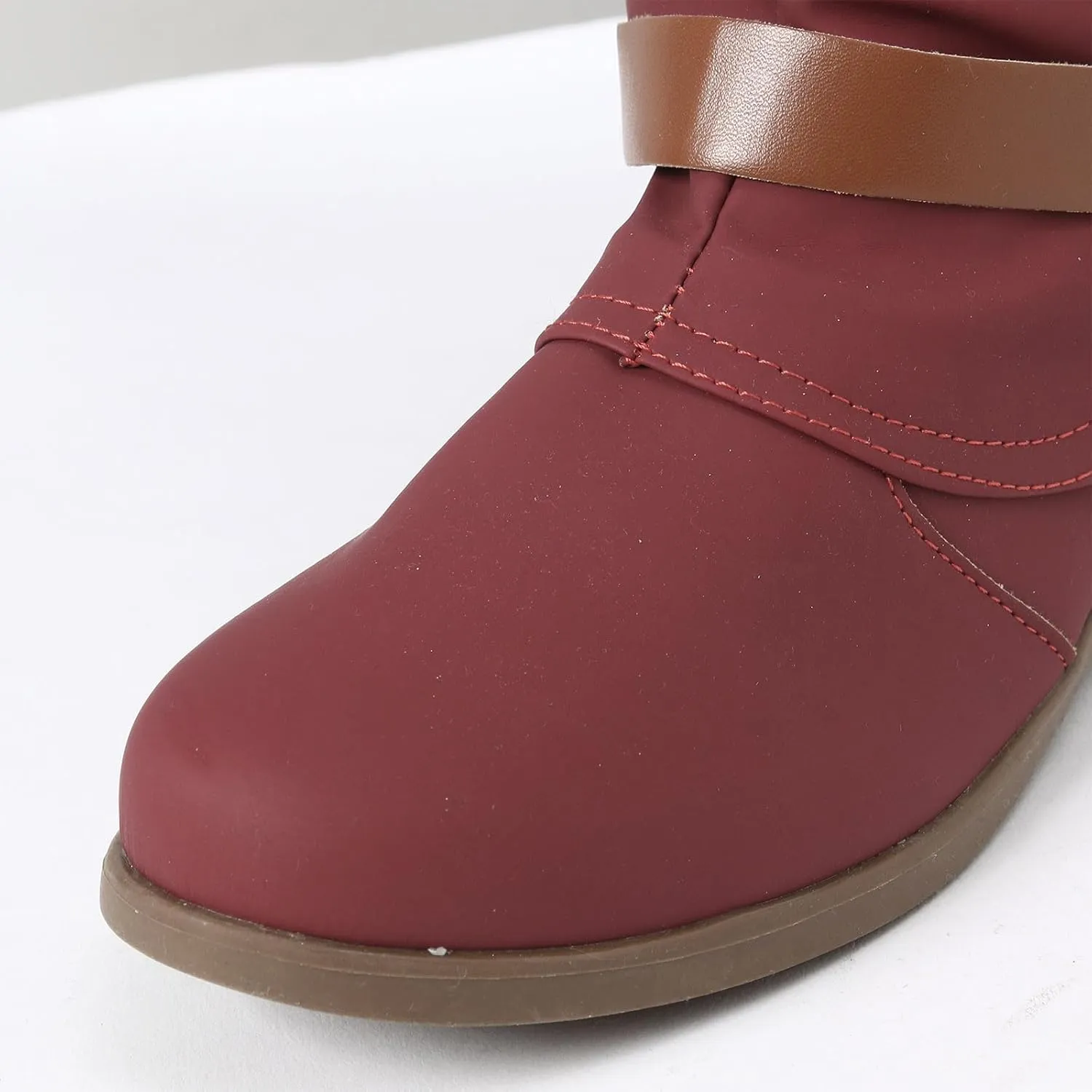 Mid Calf Boots Womens Round Toe Mid Calf Boots Comfortable Women's Mid Calf Boots Low Heel Winter Zipper Booties