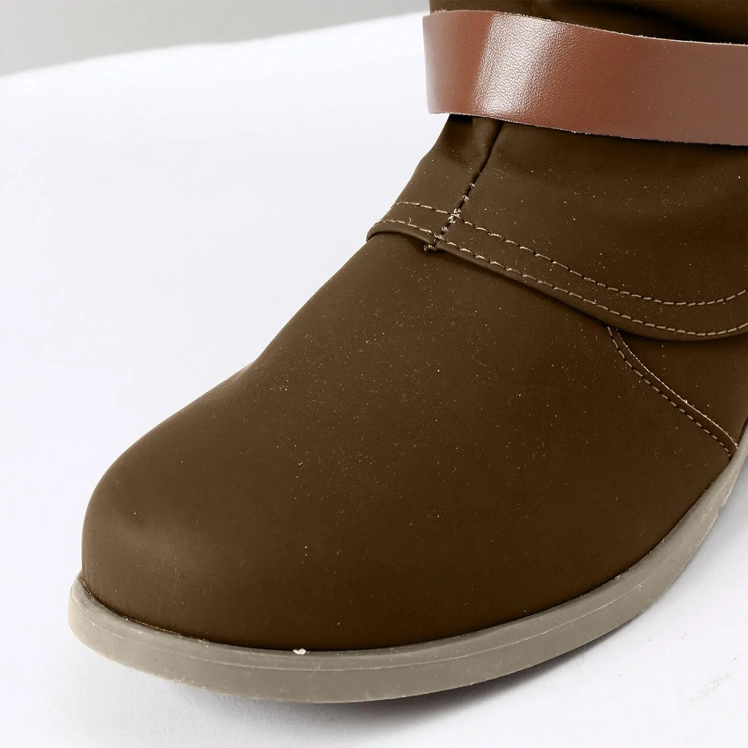 Mid Calf Boots Womens Round Toe Mid Calf Boots Comfortable Women's Mid Calf Boots Low Heel Winter Zipper Booties