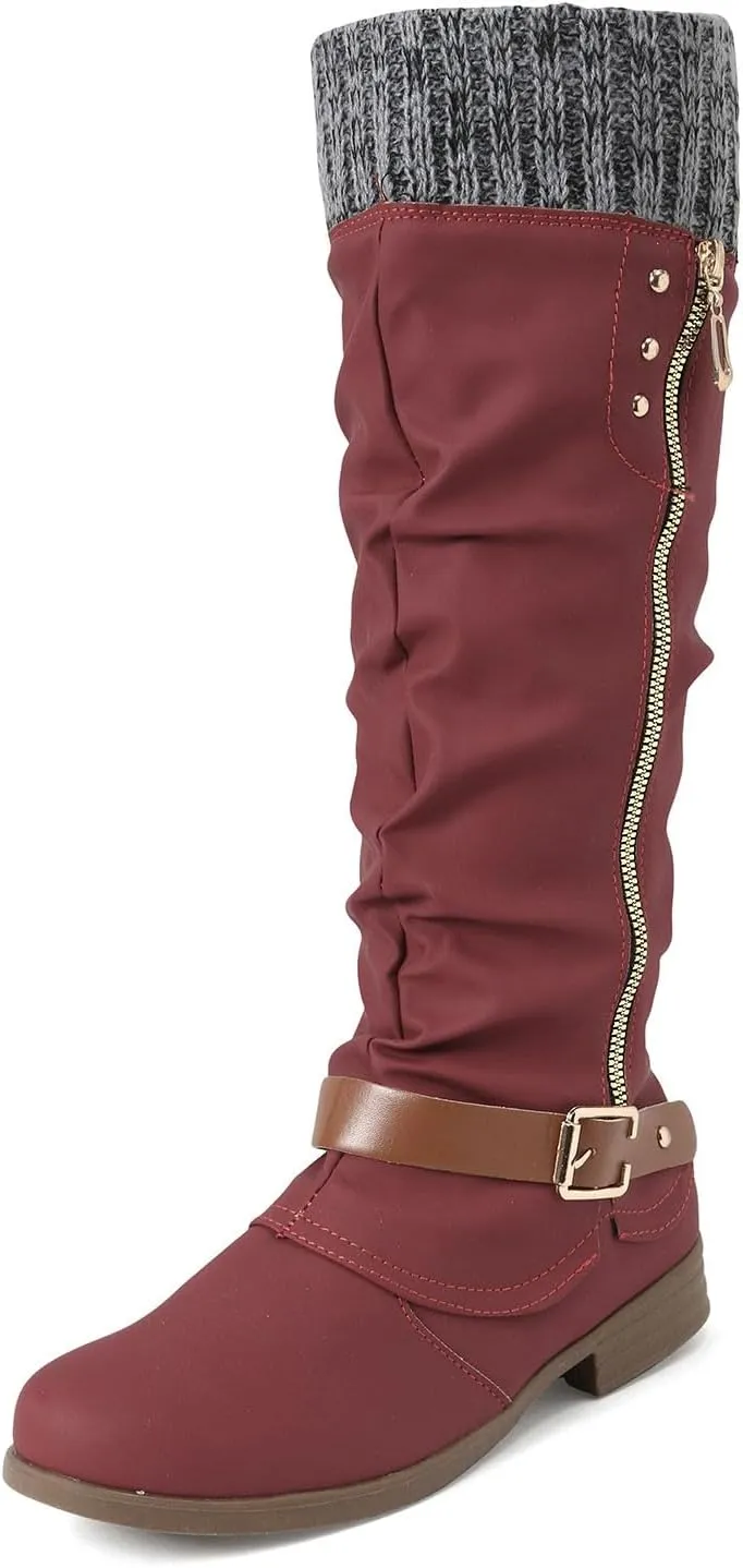 Mid Calf Boots Womens Round Toe Mid Calf Boots Comfortable Women's Mid Calf Boots Low Heel Winter Zipper Booties