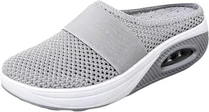 Mules for Women 2025 Summer Slip On Closed Toe Shoes Wide Width Clogs Mesh Slippers Air Cushion Orthopedic Diabetic Walking Shoes Backless Breathable Sneakers with Arch-Support Beach Sandals