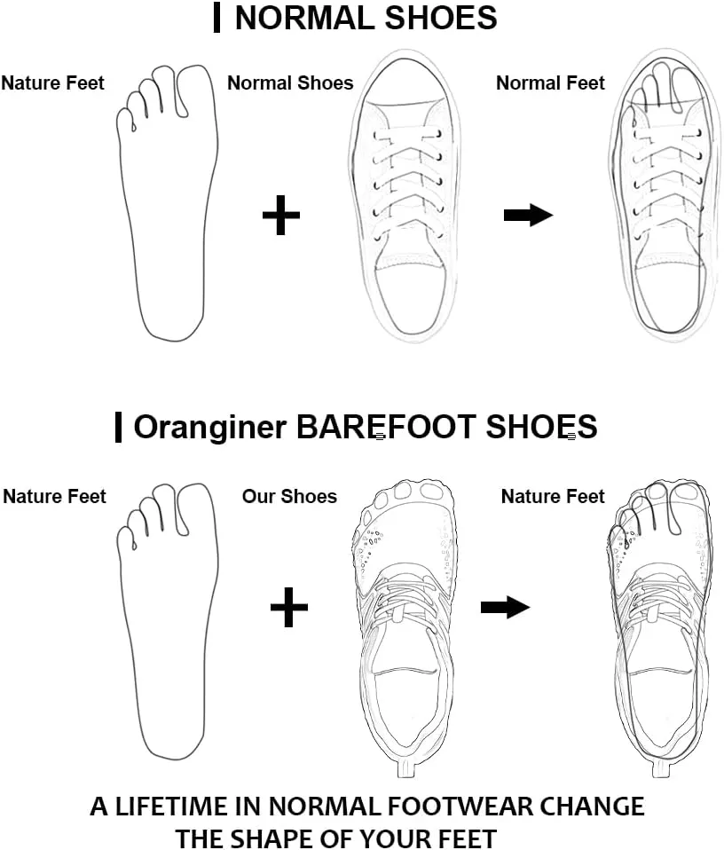 Oranginer Men's Barefoot Shoes - Big Toe Box - Minimalist Cross Training Shoes for Men