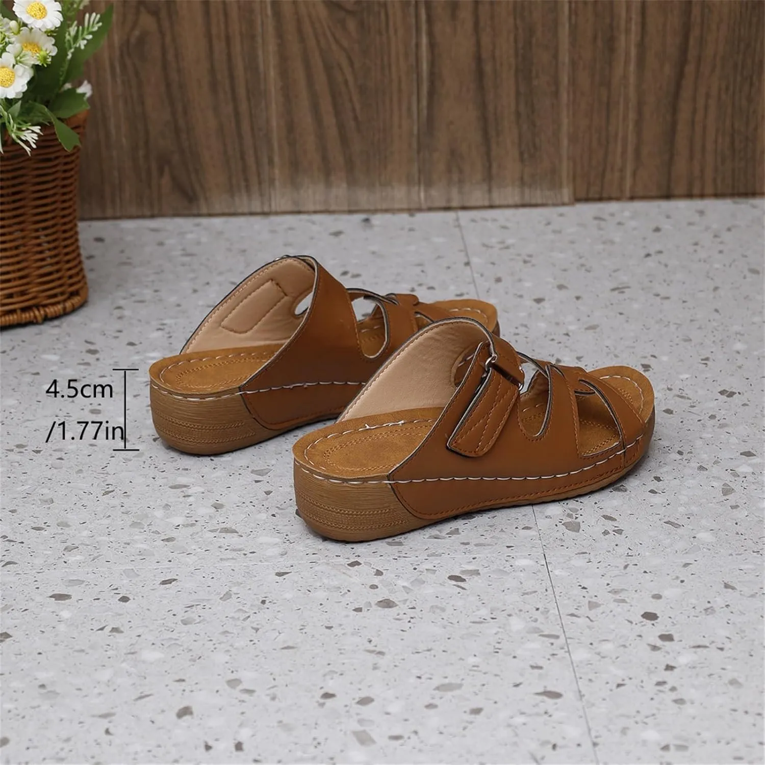 Orthopedic Wedge Sandals for Women Low Heel Open Toe Slip On Slides Shoes Casual Comfort Walking Dressy Sandals