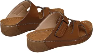 Orthopedic Wedge Sandals for Women Low Heel Open Toe Slip On Slides Shoes Casual Comfort Walking Dressy Sandals