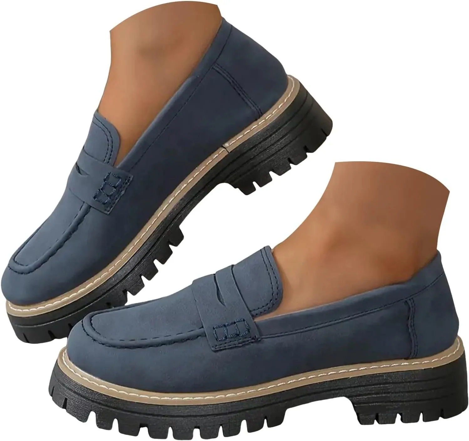 Orthoture-Orthopedic Platform Loafers Slip-On Walking Shoes Comfortable Lightweight Leather Loafers Cute Casual Walking Shoes