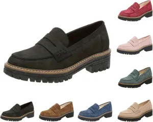Orthoture-Orthopedic Platform Loafers Slip-On Walking Shoes Comfortable Lightweight Leather Loafers Cute Casual Walking Shoes