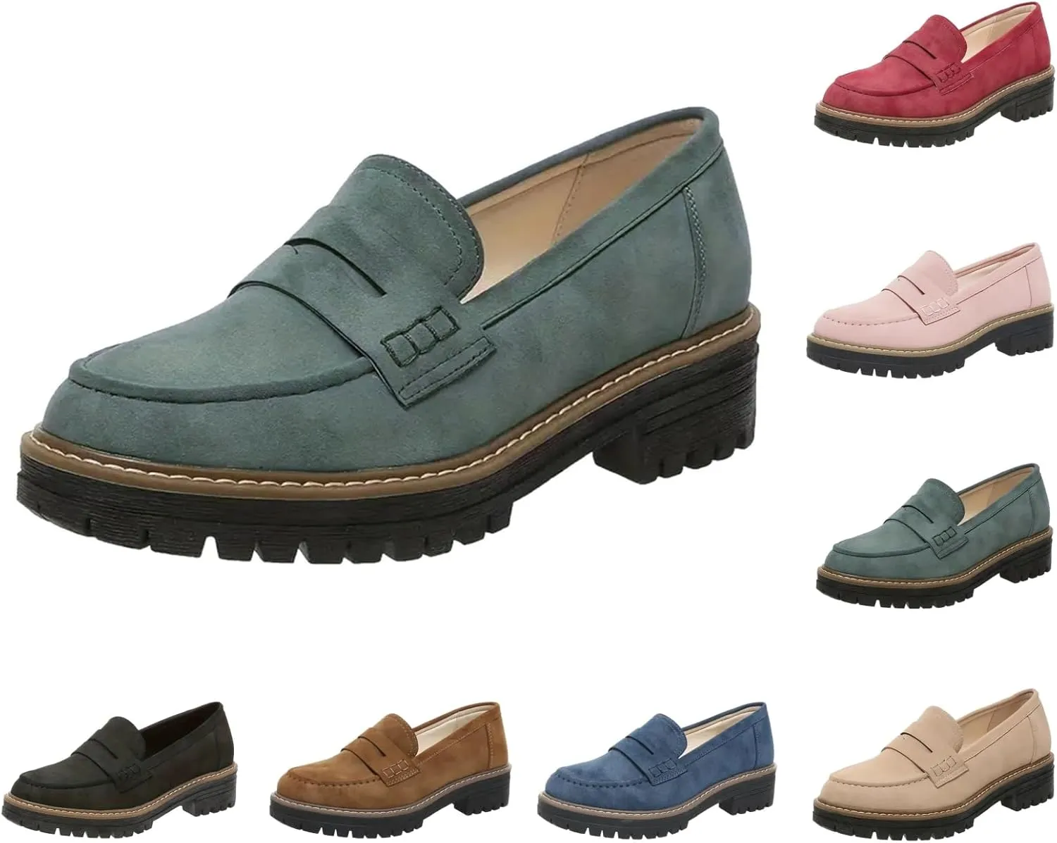 Orthoture-Orthopedic Platform Loafers Slip-On Walking Shoes Comfortable Lightweight Leather Loafers Cute Casual Walking Shoes