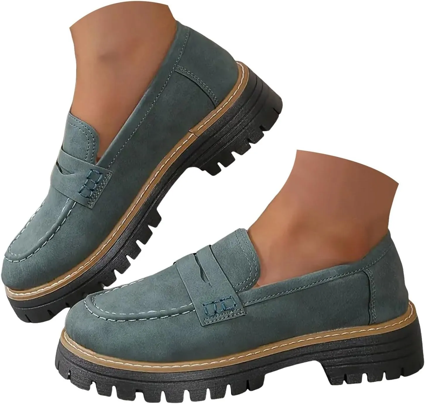 Orthoture-Orthopedic Platform Loafers Slip-On Walking Shoes Comfortable Lightweight Leather Loafers Cute Casual Walking Shoes