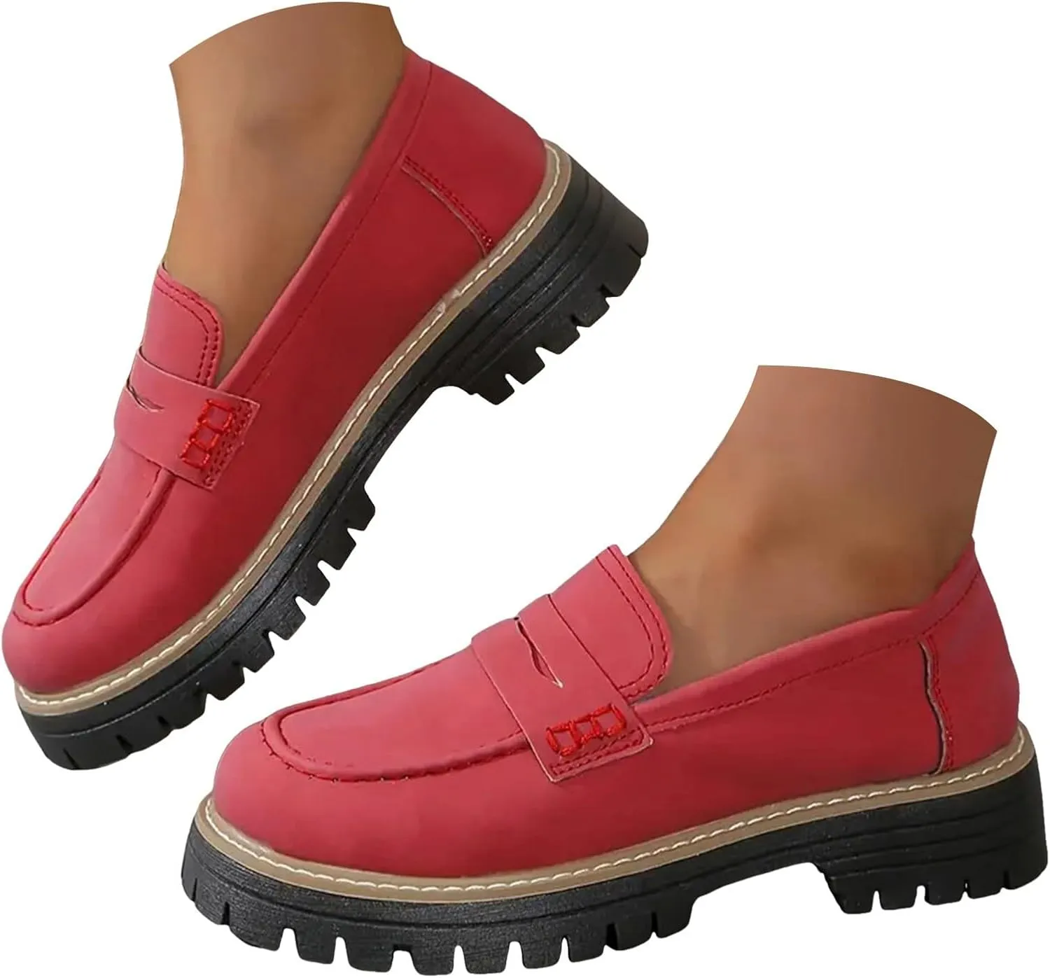 Orthoture-Orthopedic Platform Loafers Slip-On Walking Shoes Comfortable Lightweight Leather Loafers Cute Casual Walking Shoes