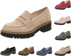 Orthoture-Orthopedic Platform Loafers Slip-On Walking Shoes Comfortable Lightweight Leather Loafers Cute Casual Walking Shoes