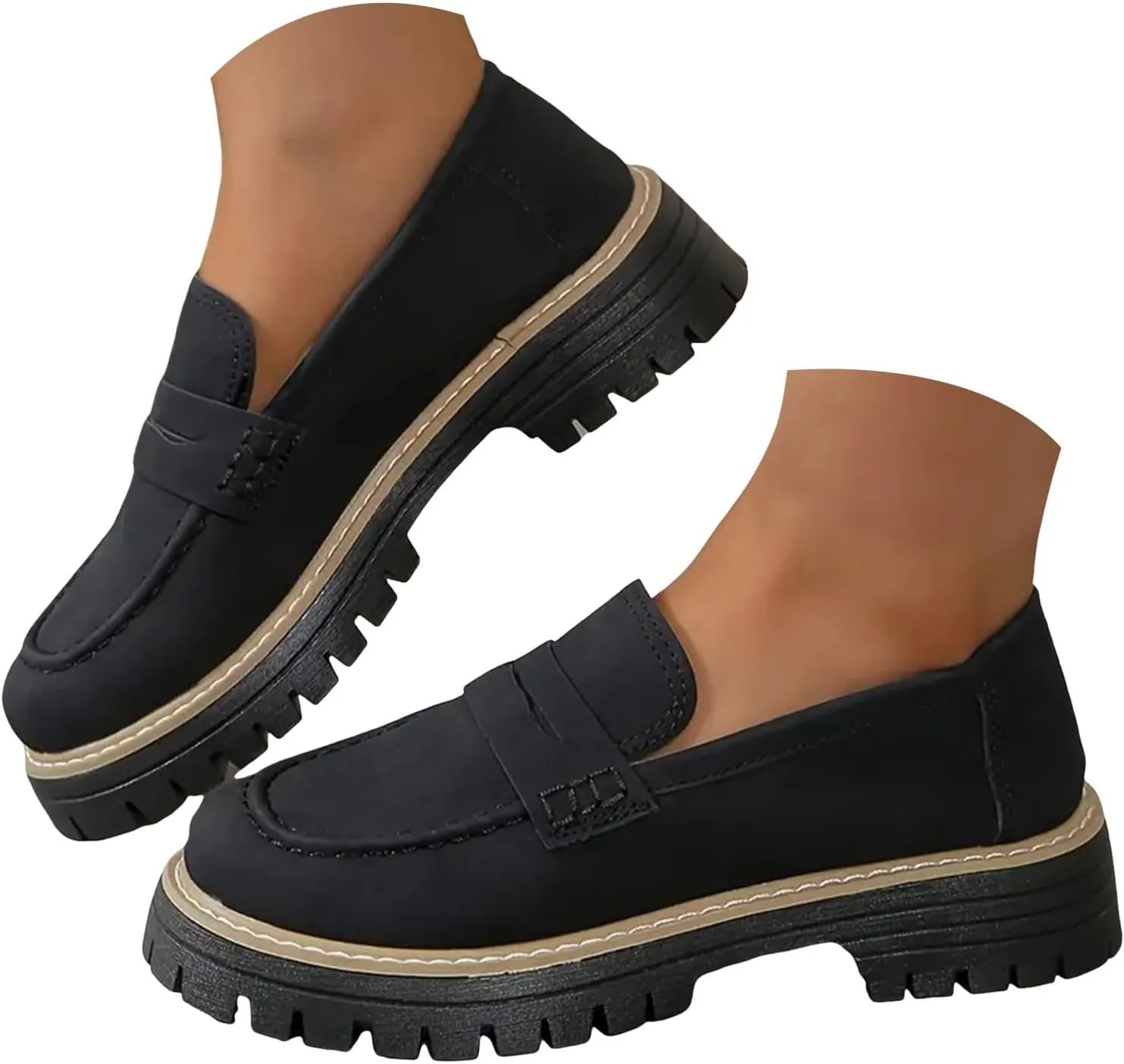 Orthoture-Orthopedic Platform Loafers Slip-On Walking Shoes Comfortable Lightweight Leather Loafers Cute Casual Walking Shoes