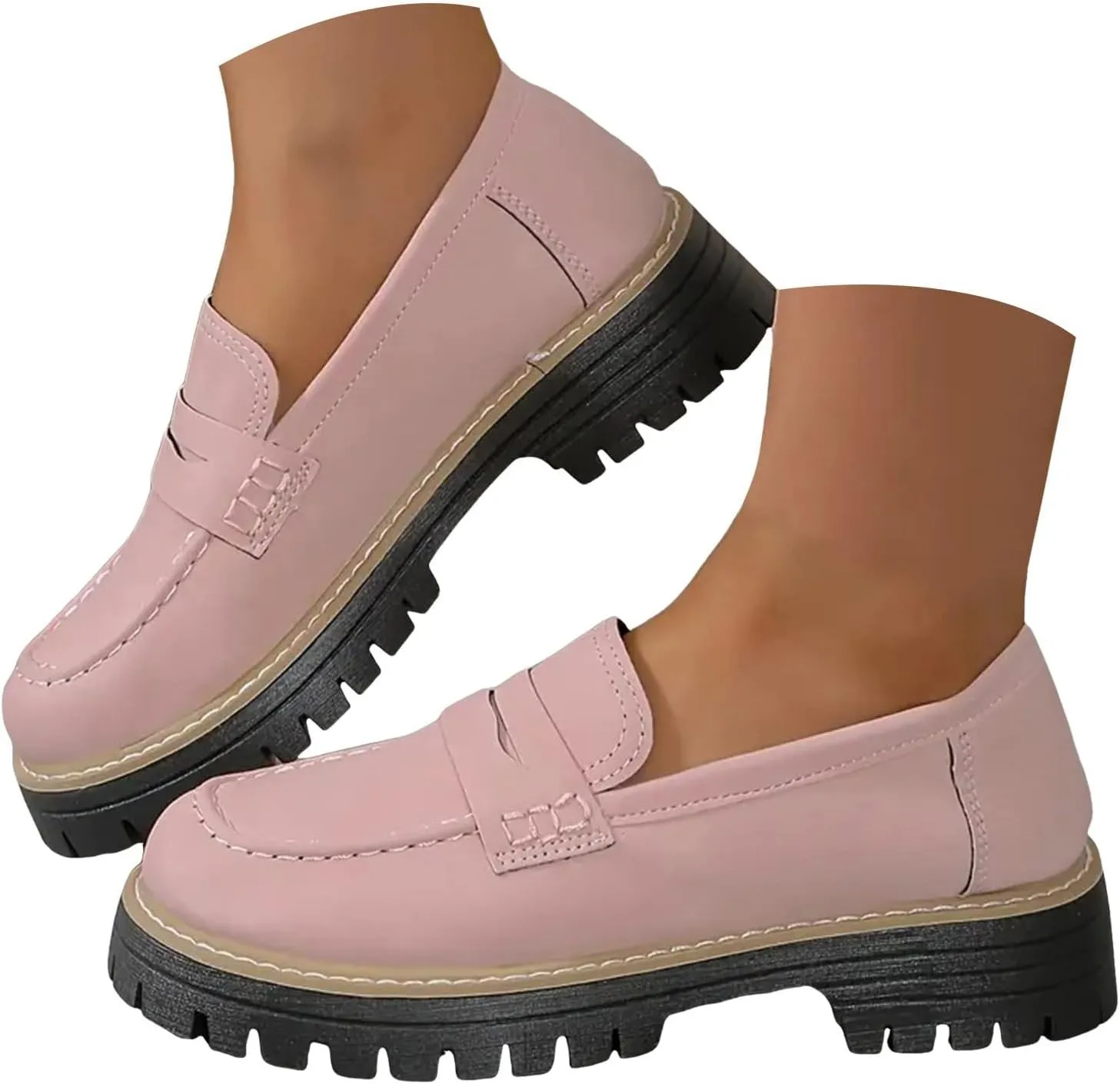 Orthoture-Orthopedic Platform Loafers Slip-On Walking Shoes Comfortable Lightweight Leather Loafers Cute Casual Walking Shoes