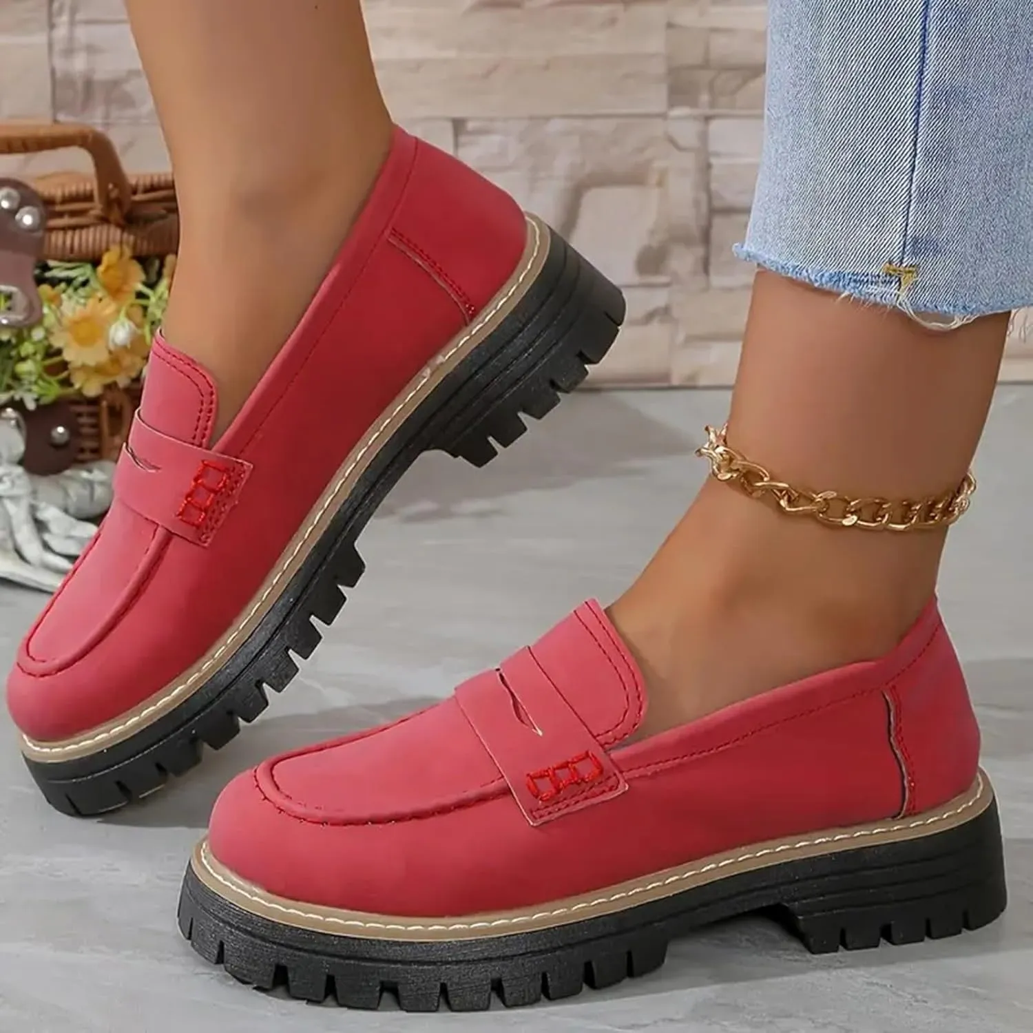Orthoture-Orthopedic Platform Loafers Slip-On Walking Shoes Comfortable Lightweight Leather Loafers Cute Casual Walking Shoes