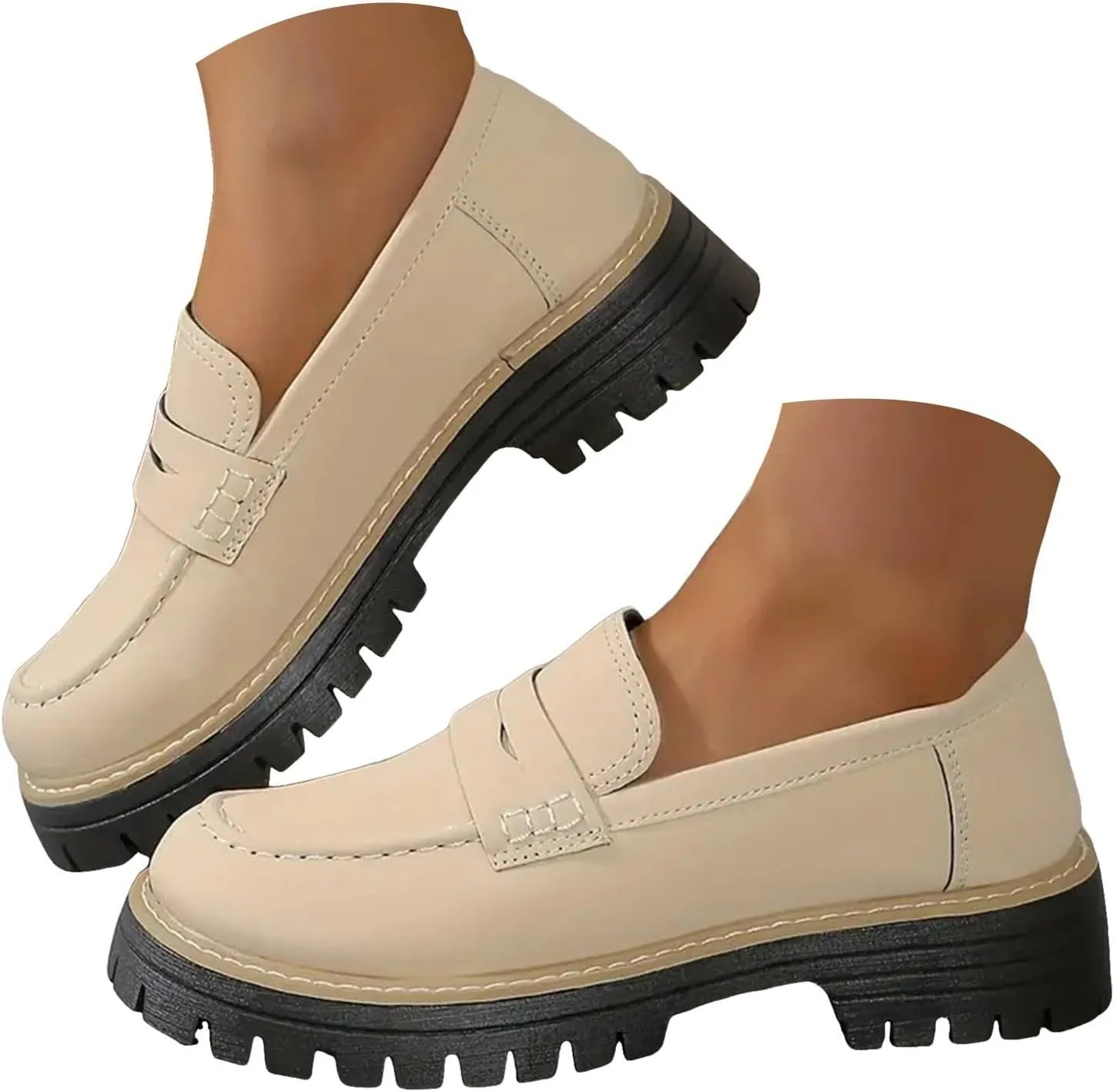 Orthoture-Orthopedic Platform Loafers Slip-On Walking Shoes Comfortable Lightweight Leather Loafers Cute Casual Walking Shoes