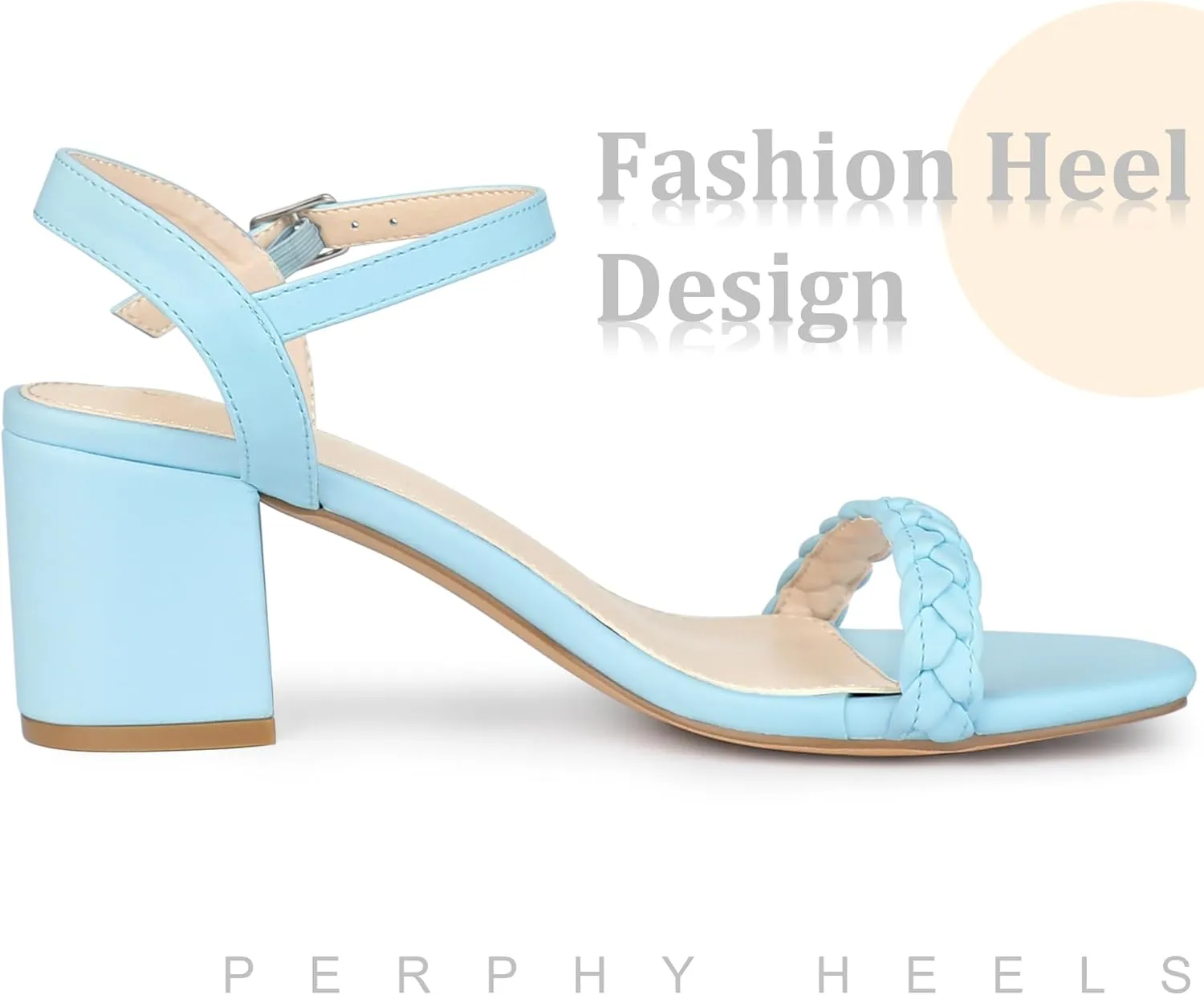 Perphy Square Toe Heels Woven Braided Chunky Heel Sandals for Women