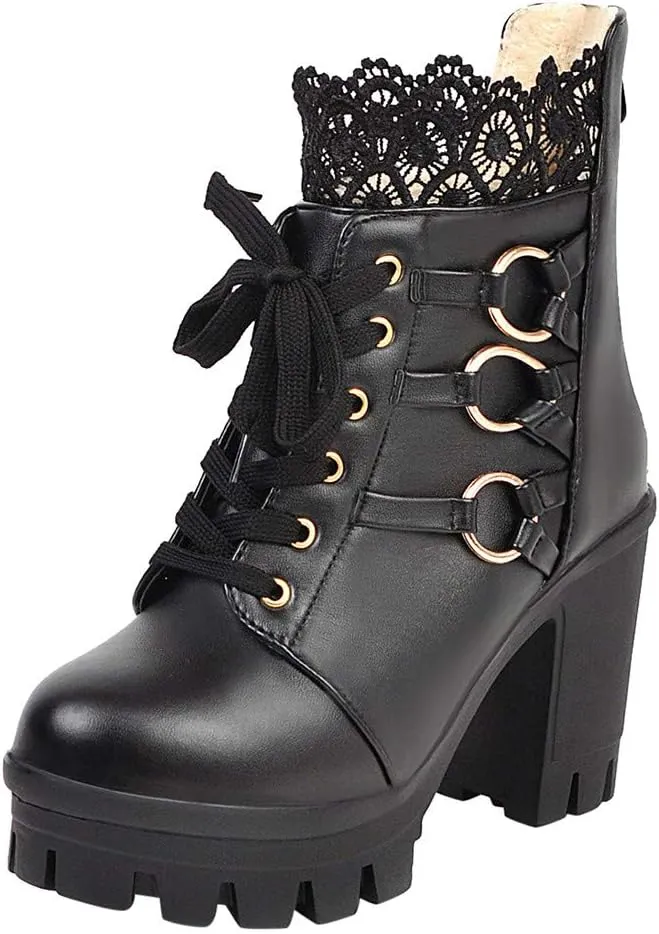 Platform Combat Boots For Women Steampunk Witch Boots High Heeled Pirate Boots Goth Lolita Boots With Back Zipper