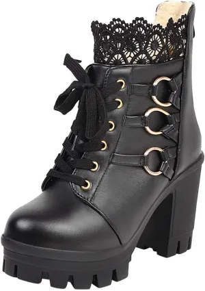 Platform Combat Boots For Women Steampunk Witch Boots High Heeled Pirate Boots Goth Lolita Boots With Back Zipper