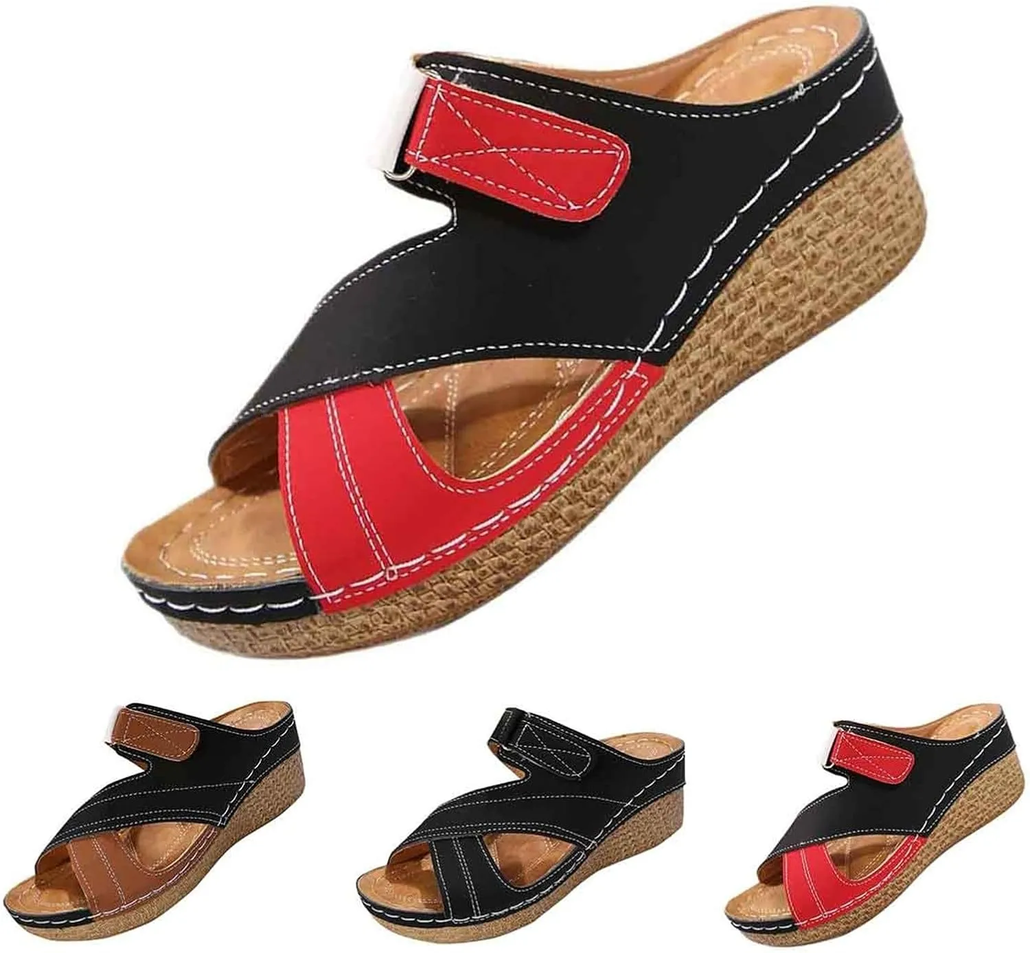 Platform Sandals for Women 2025 Cross Strap Solid Color Slip On Wedge Shoes Spring Summer Beach Shoes