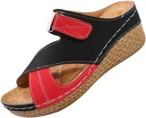 Platform Sandals for Women 2025 Cross Strap Solid Color Slip On Wedge Shoes Spring Summer Beach Shoes