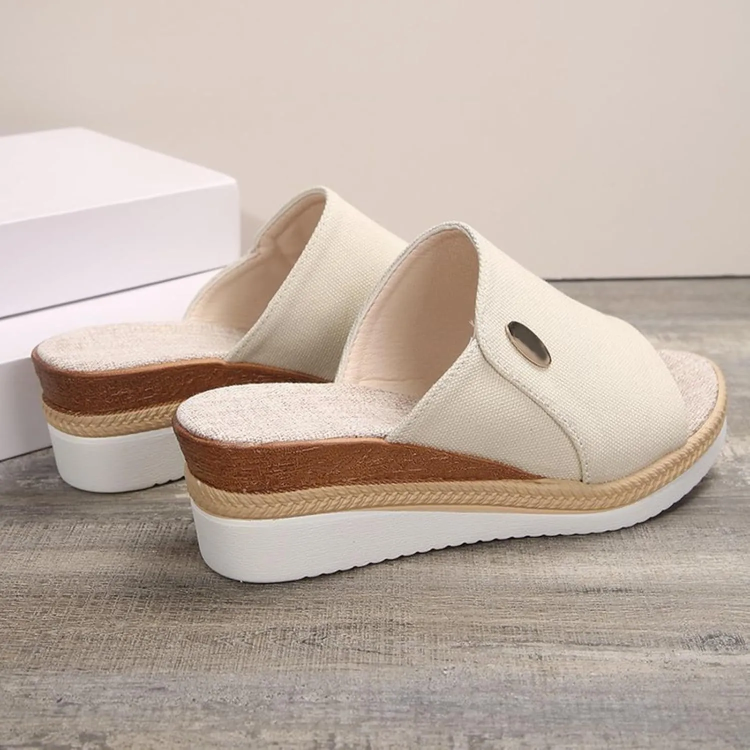 Platform Slip On Shoes for Women Open Toe Dressy Casual Wedge Sandals Summer Cork Shoes Trendy Beach Slides