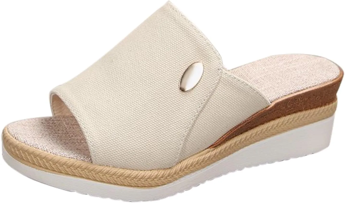 Platform Slip On Shoes for Women Open Toe Dressy Casual Wedge Sandals Summer Cork Shoes Trendy Beach Slides