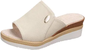 Platform Slip On Shoes for Women Open Toe Dressy Casual Wedge Sandals Summer Cork Shoes Trendy Beach Slides