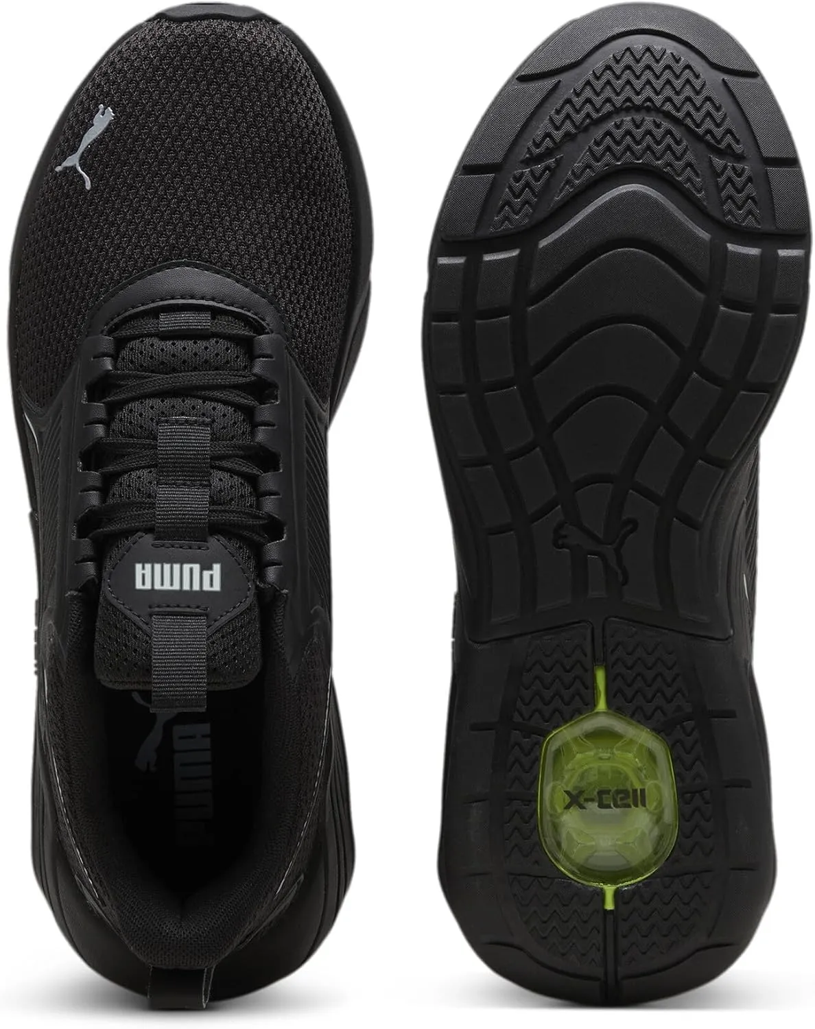 PUMA Men's X-Cell Nova Cross Training Shoes, Black-Electric Lime-Cool Mid Gray, 11.5