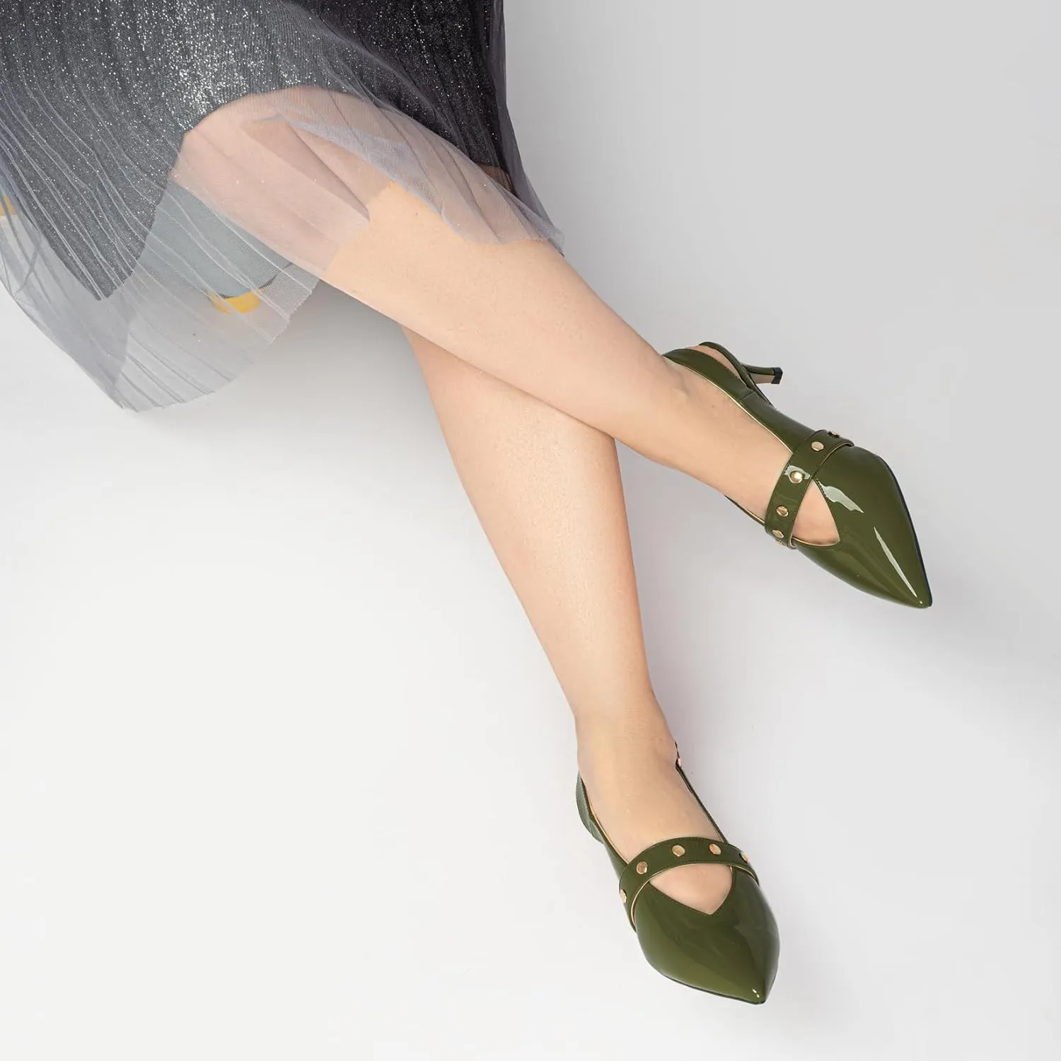 Saekcted Women Stiletto Mid Heel Pointed Toe Sandals Slingback Buckle Party Dress 2.0 Inches Heels