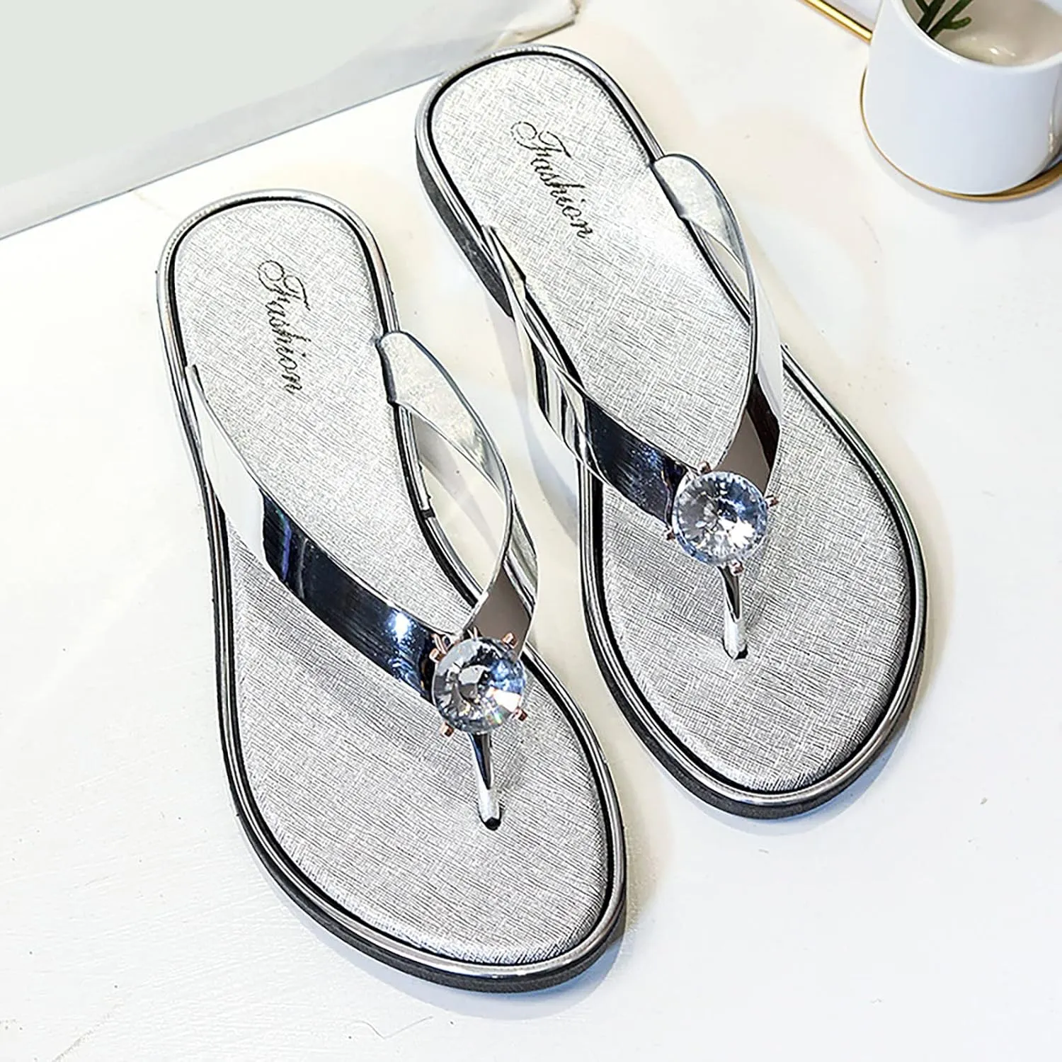 Sandals for Women 2025 Womens Flat Sandals Dressy Flip Flop Slippers Women Wide Dressy Flat Sandal Beach Comfortable Cute Women's Open Toe Flat Sandal