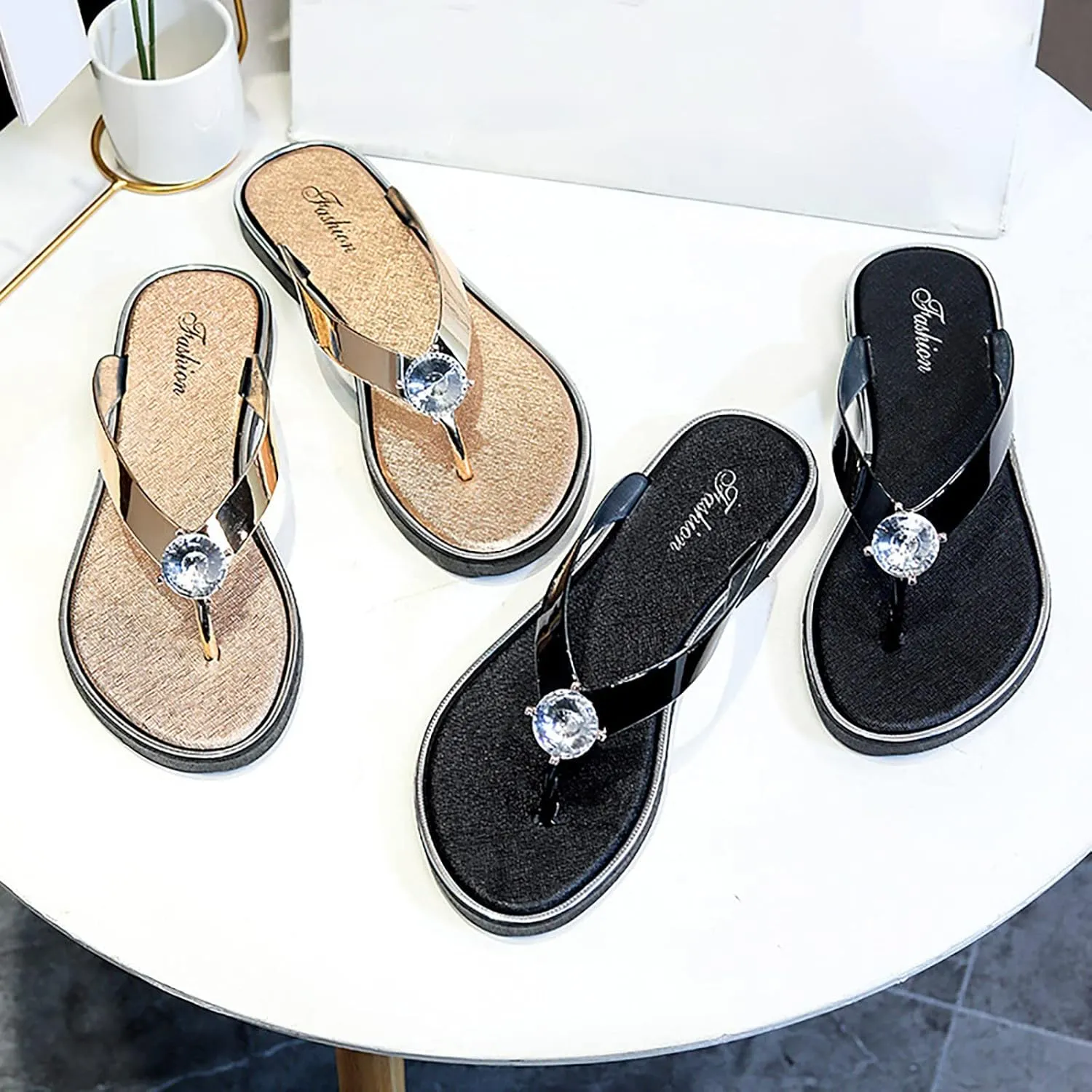 Sandals for Women 2025 Womens Flat Sandals Dressy Flip Flop Slippers Women Wide Dressy Flat Sandal Beach Comfortable Cute Women's Open Toe Flat Sandal
