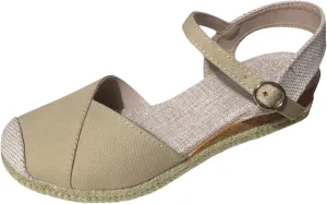 Sandals for Women Closed Toe Crisscross Elastic Ankle Strap Platform Espadrille Wedge Sandals Adjustable Buckle Flat Slide Sandals Canvas Wedge Sandals