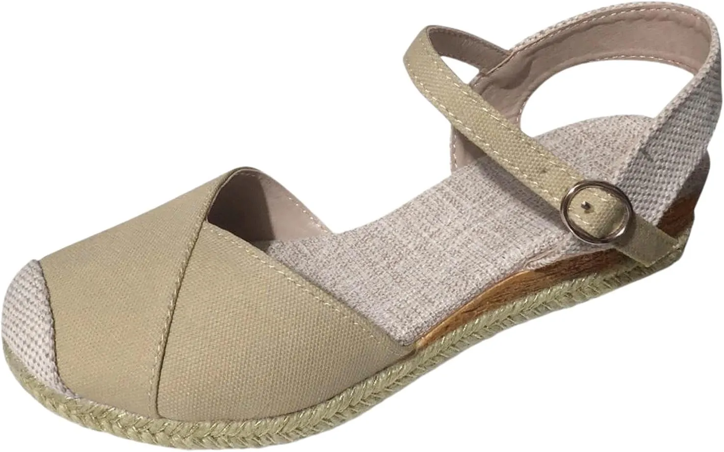 Sandals for Women Closed Toe Crisscross Elastic Ankle Strap Platform Espadrille Wedge Sandals Adjustable Buckle Flat Slide Sandals Canvas Wedge Sandals