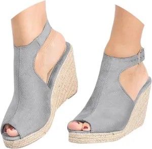 Sandals for Women, Dressy Summer Wedge, Womens Espadrille Wedge Sandals Peep Toe Buckle Strap Platform Sandals